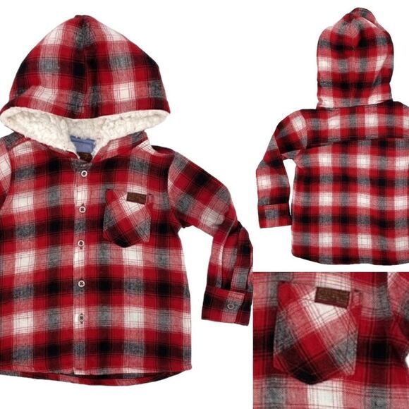 7 For All Mankind Lined Hooded Flannel 12 M - Picture 1 of 9
